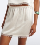 Leset Barb lace-trimmed satin miniskirt