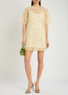Rotate Birger Christensen Floral-embellished Tulle Mini Dress Yellow