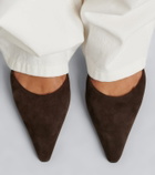 The Row Inez suede slingback pumps
