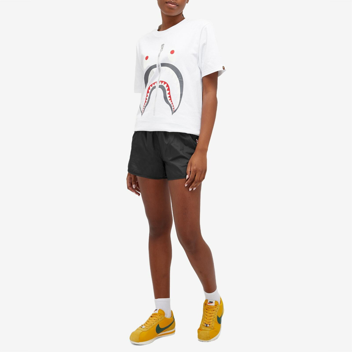 A Bathing Ape Women's Shark Running Shorts in Black