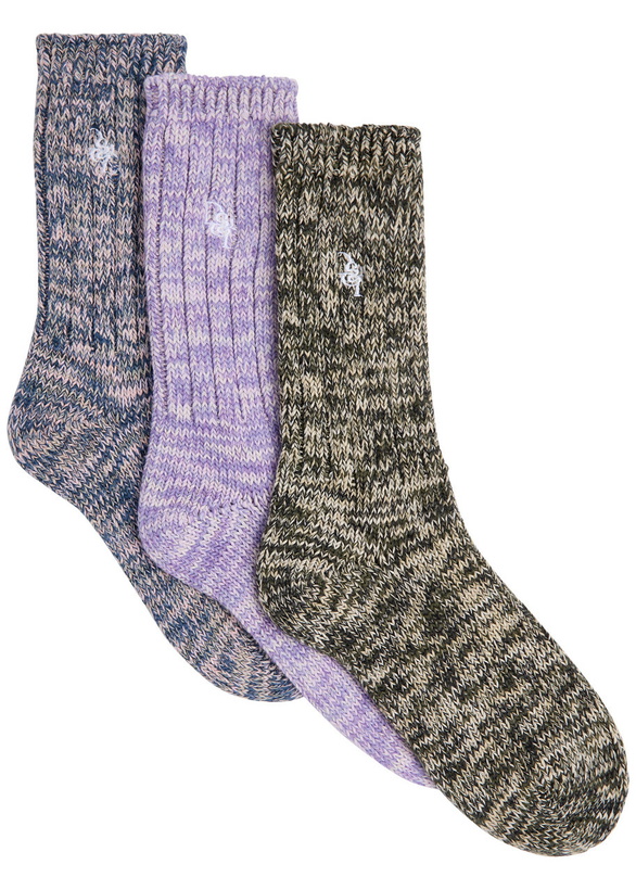 Photo: Desmond & Dempsey Logo Cotton-blend Socks set of Three Multicoloured 37-39 (IT37 39 / UK4