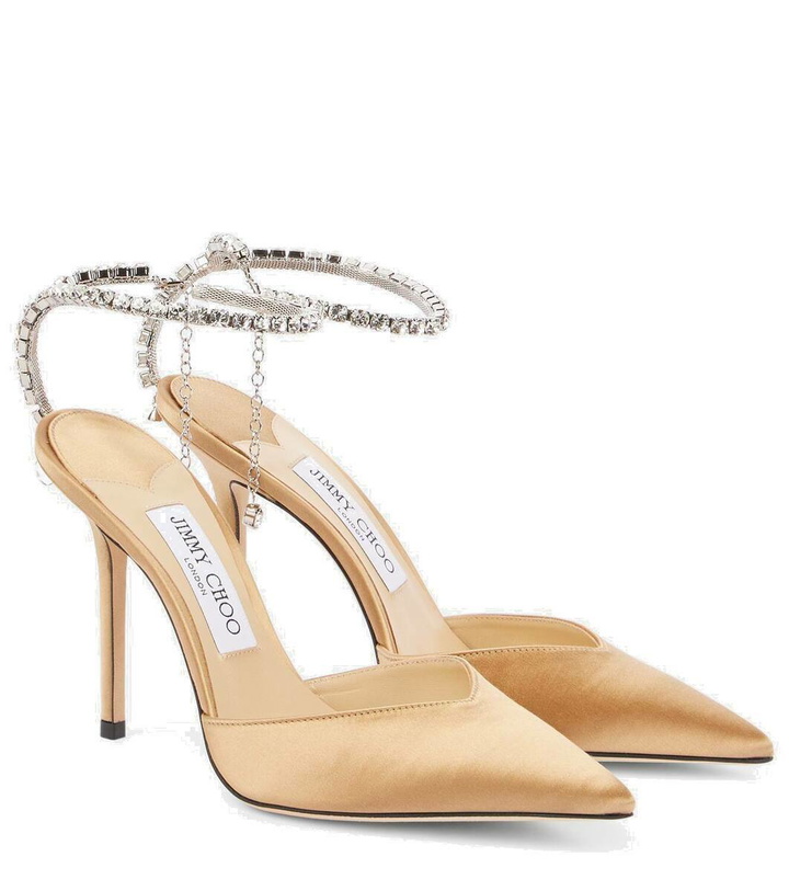 Photo: Jimmy Choo Saeda 100 embellished satin pumps