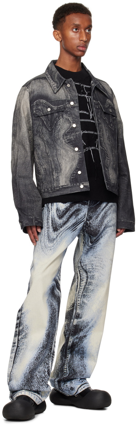 CAMPERLAB Black Distorted Print Denim Jacket