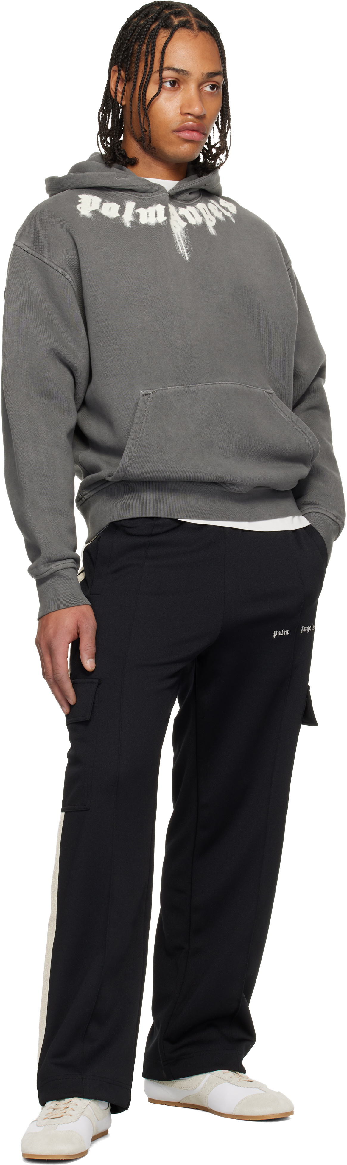 Palm Angels Black Classic Logo Cargo Track Pants