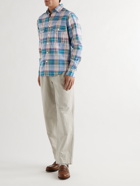 DRAKE'S - Slim-Fit Checked Linen and Cotton-Blend Shirt - Blue