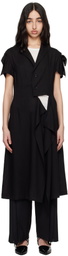 Y's Black Rayon Linen Sheeting Square Jacket