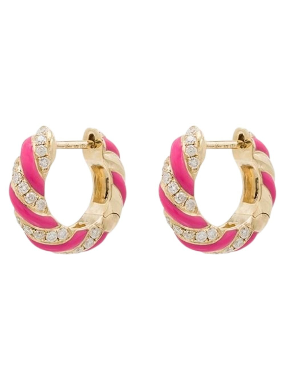 【YVONNE LEON】gold, enamel and diamond hoop イヤリング YVONNE LÉON 9-karat yellow and white gold diamond hoop