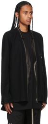 Rick Owens Black Wool Flannel Larry Zip Shirt