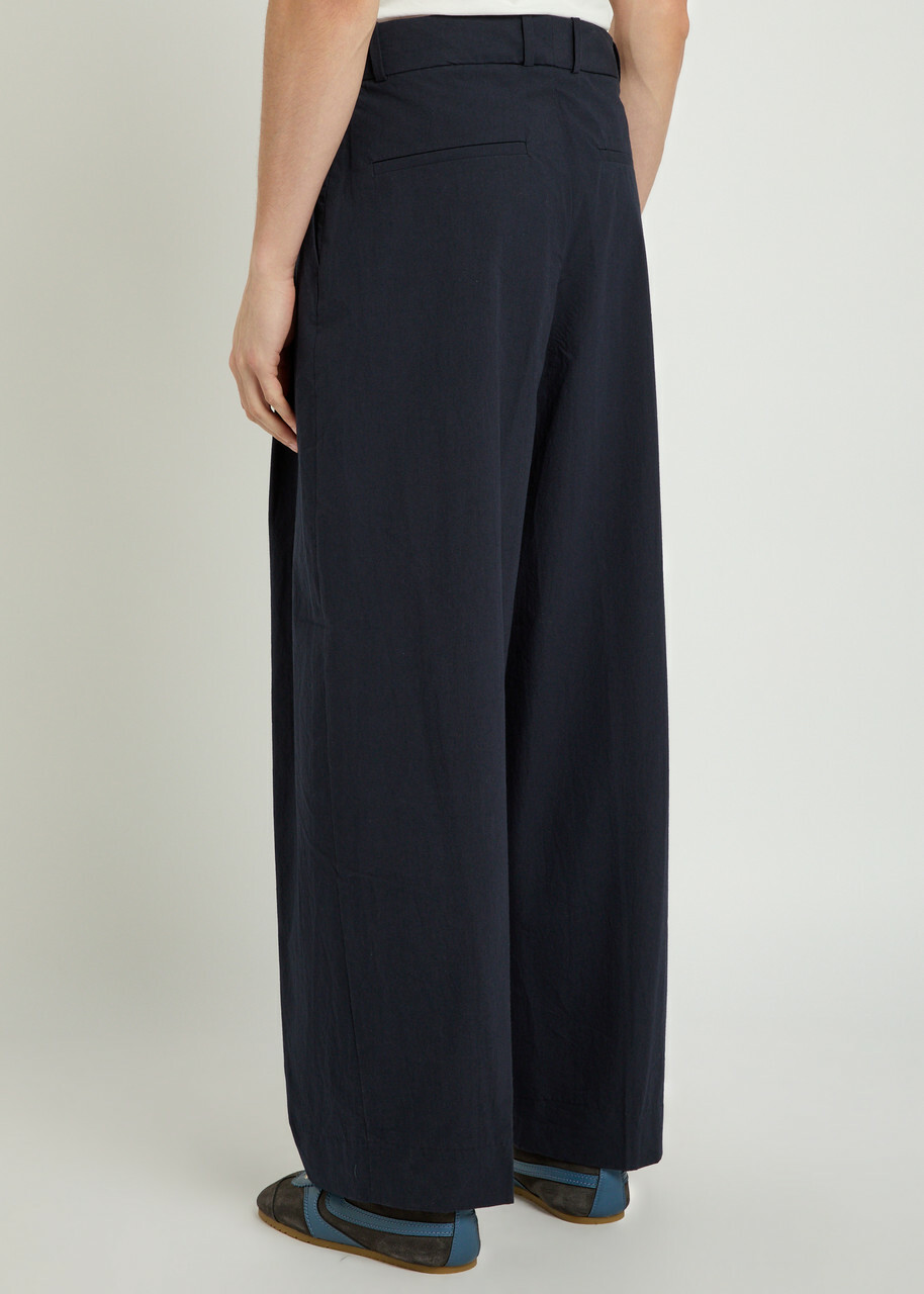 Studio Nicholson Typewriter Straight-leg Cotton-poplin Trousers Navy