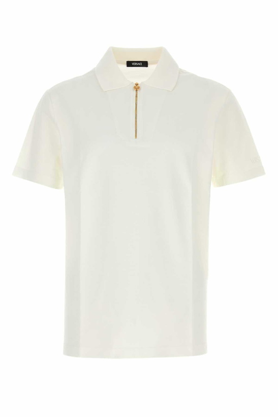 Photo: Versace White Piquet Polo Shirt