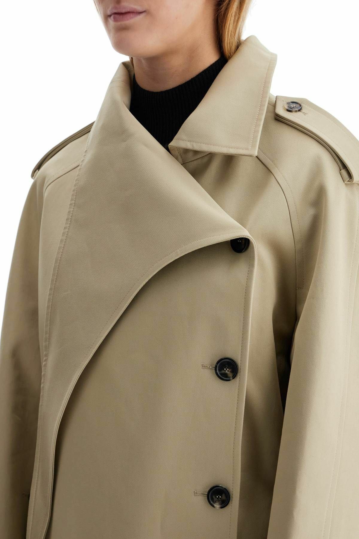 COURREGES long trench coat with asymmetrical closure Beige