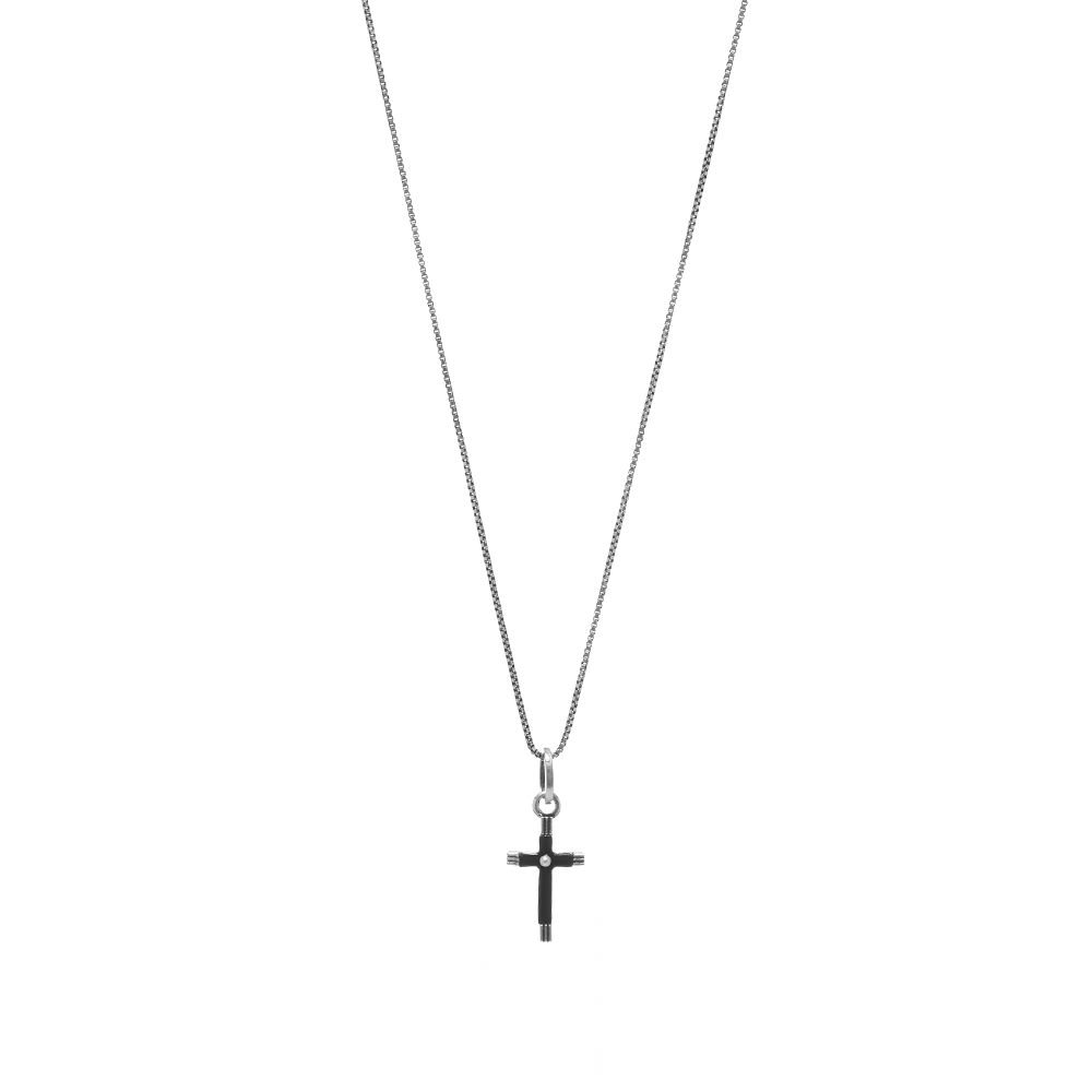 Saint Laurent Slim Pendant Necklace With Cross Saint Laurent