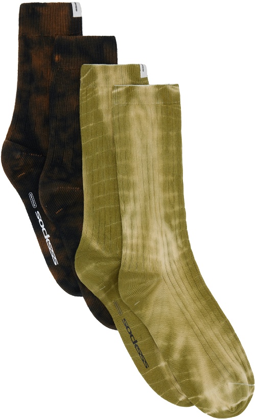 Photo: SOCKSSS Two-Pack Brown & Khaki Tie-Dye Socks