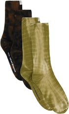 SOCKSSS Two-Pack Brown & Khaki Tie-Dye Socks