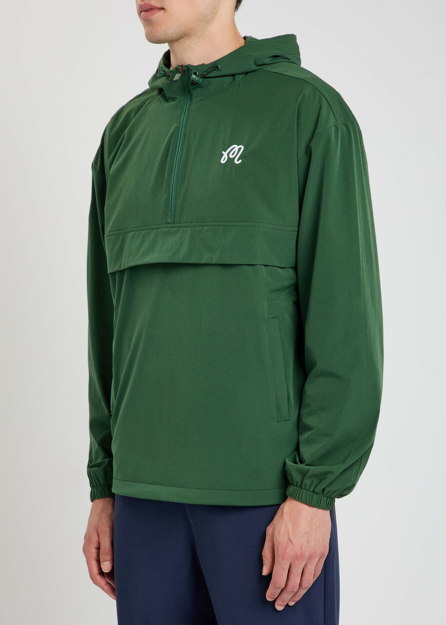 Malbon Ridge Logo Hooded Stretch-shell Anorak Jacket Green