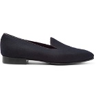 Kingsman - George Cleverley Windsor Leather-Trimmed Cashmere Slippers - Navy