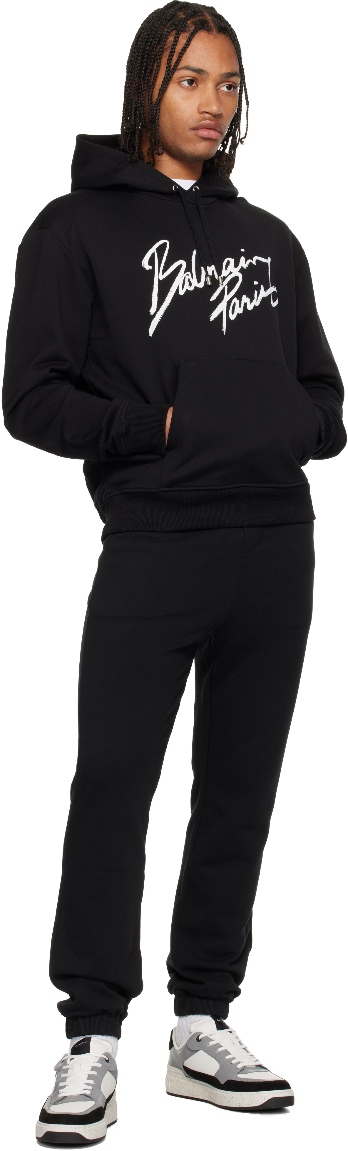 Balmain Black 'Balmain Paris' Writing Hoodie