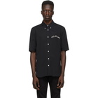 Alexander McQueen Black Poplin Embroidered Logo Short Sleeve Shirt