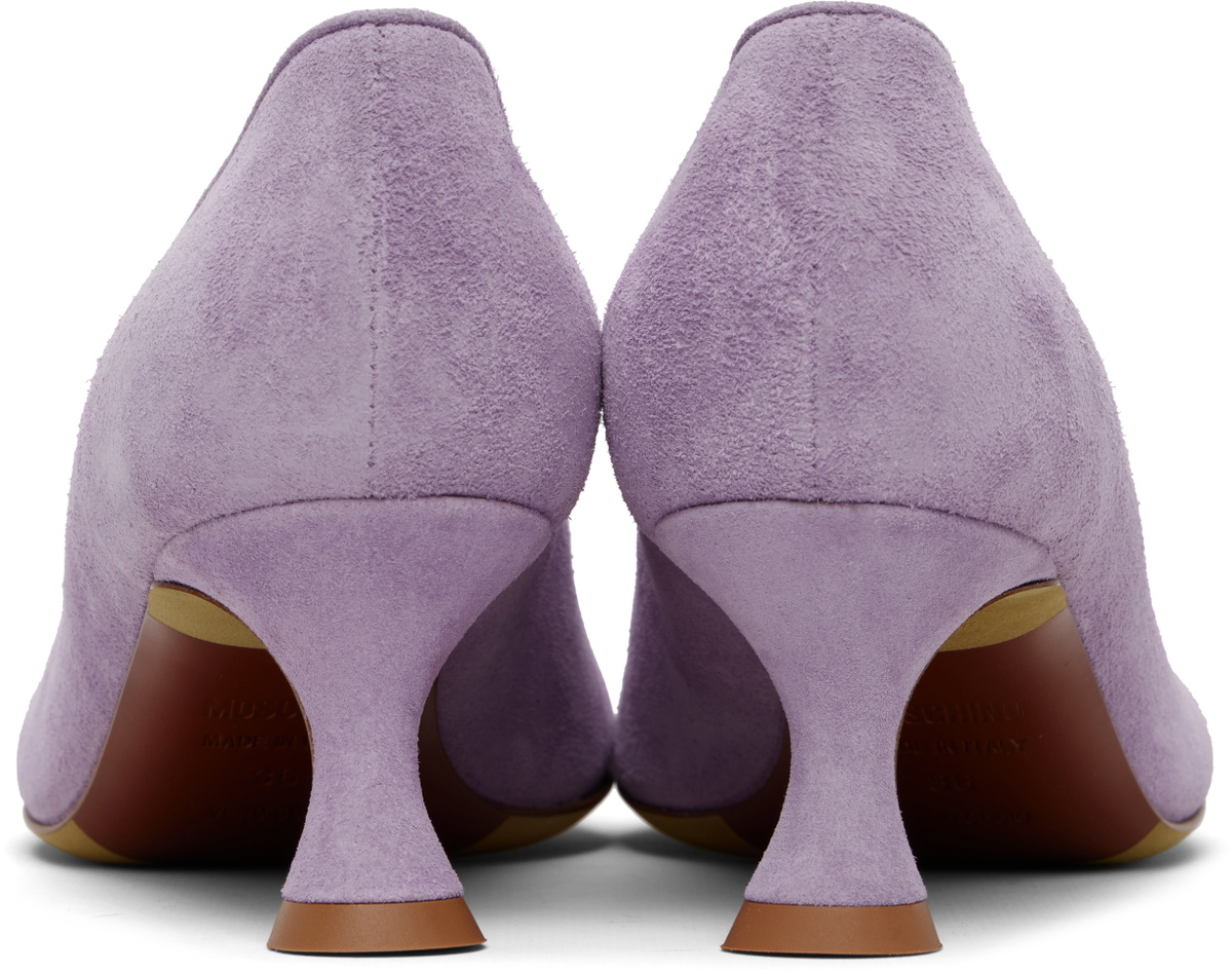 Moschino Purple Duck Suede Heels