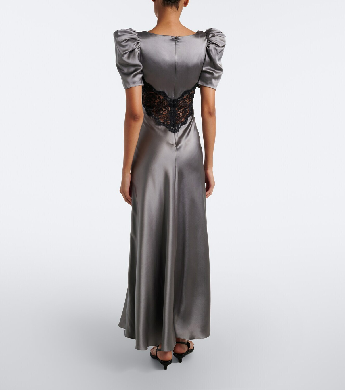 Rodarte Lace-trimmed silk satin gown
