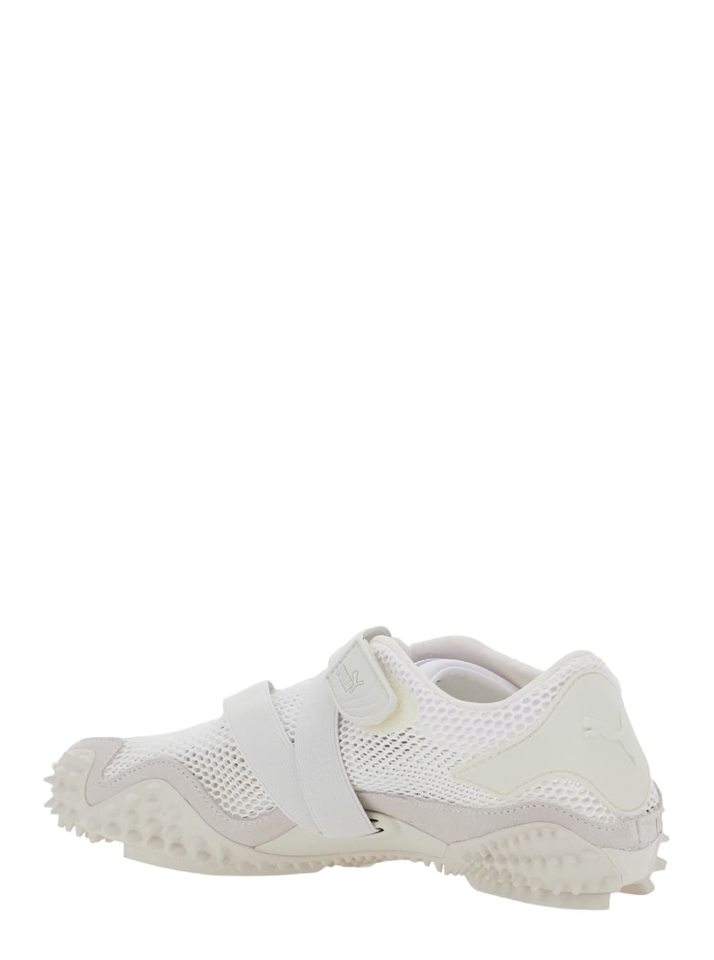 Puma Mostro White Low Top Sneaker With Logo On Heel And Mesh Inserts In Fabric Unisex