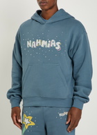 Nahmias Flower Trip Printed Hooded Cotton Sweatshirt Blue