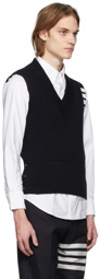 Thom Browne Navy Seed Stitch 4-Bar Vest