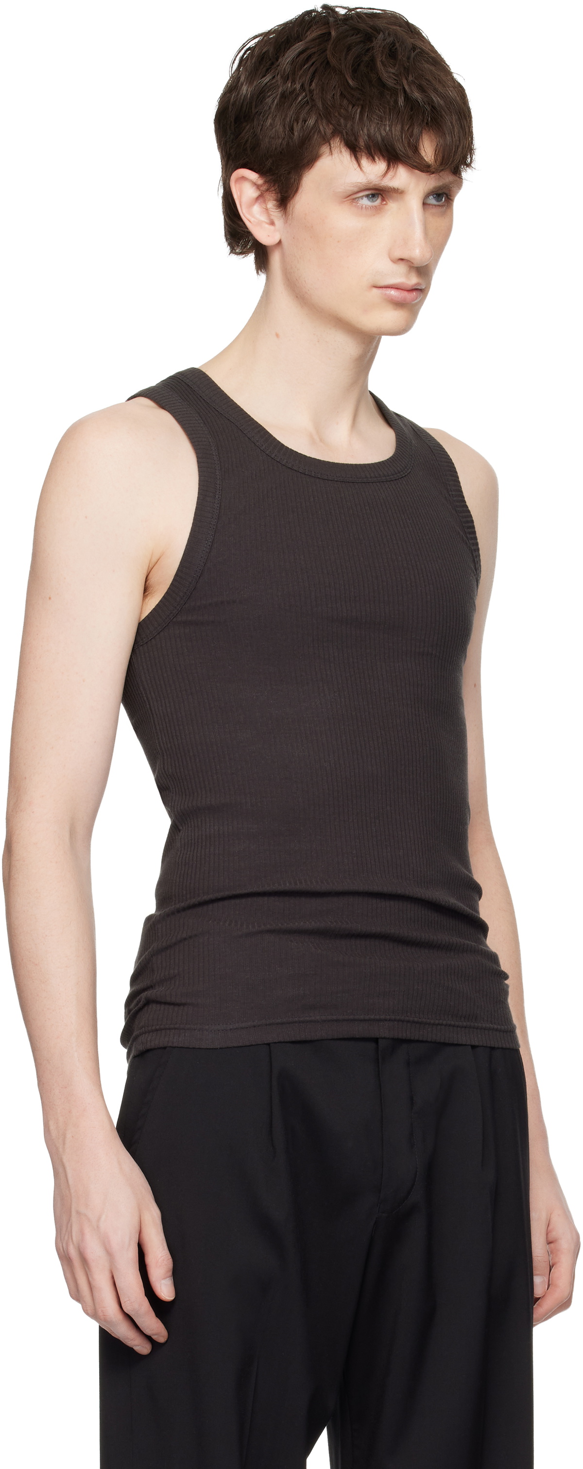 Seventh Black Base Rib Tank Top