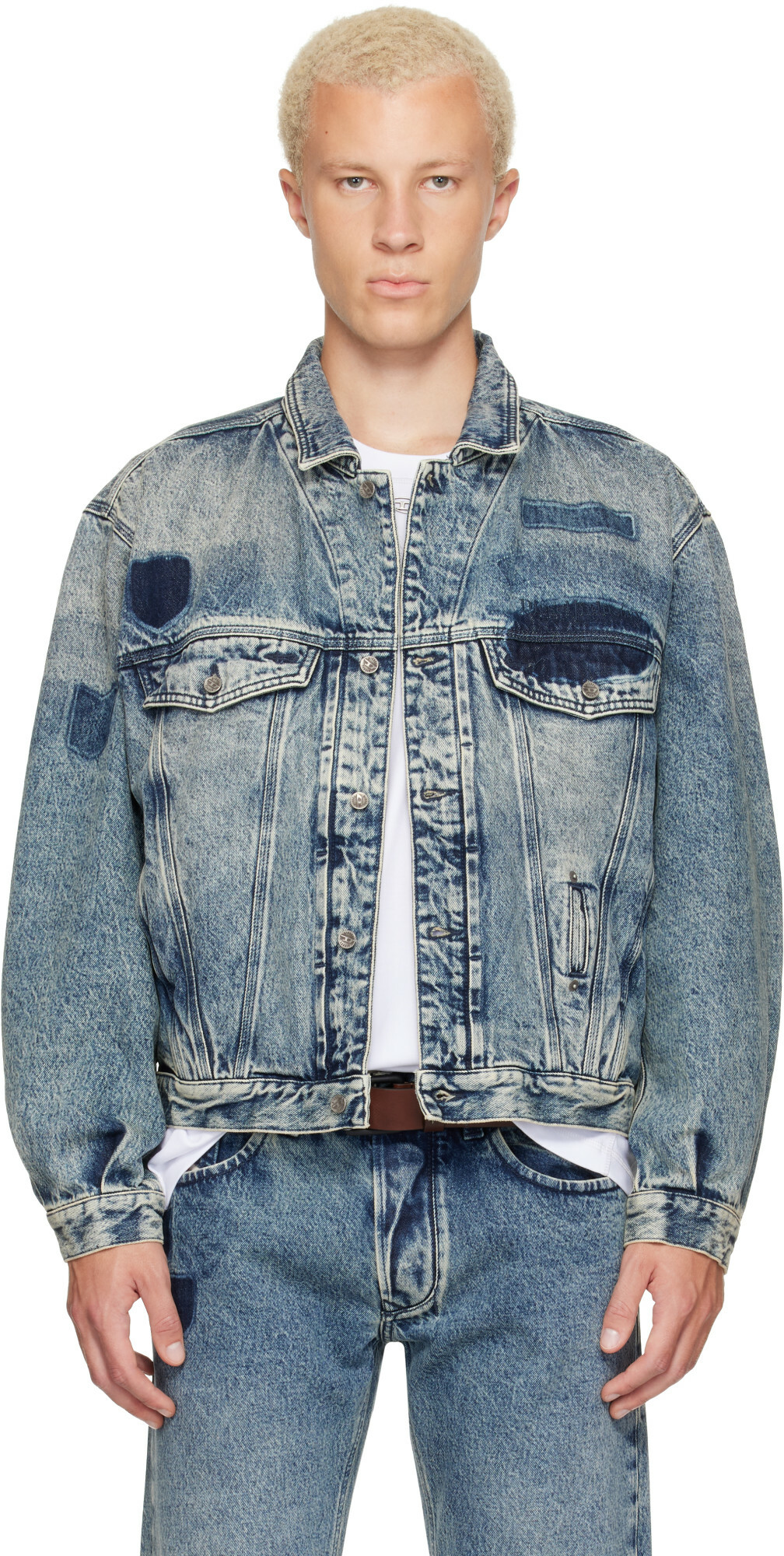 Diesel Black Leather and Denim J-Yuki Jacket Diesel