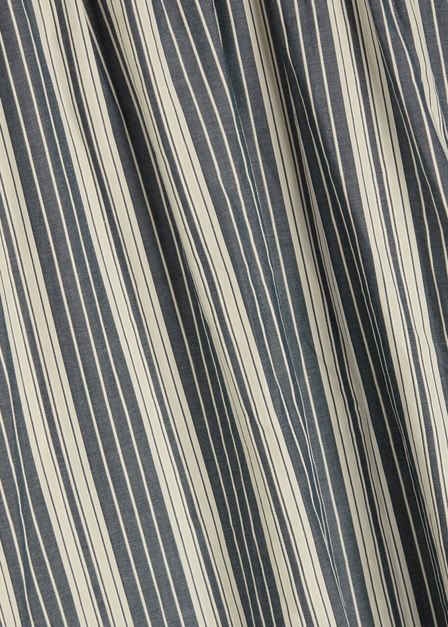 Faithfull The Brand Callista Striped Cotton Midi Dress Navy