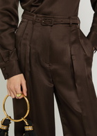 Gabriela Hearst Vargas Belted Silk Trousers Dark Brown