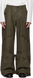 CARNET-ARCHIVE Khaki Coated Wide Mass Trousers