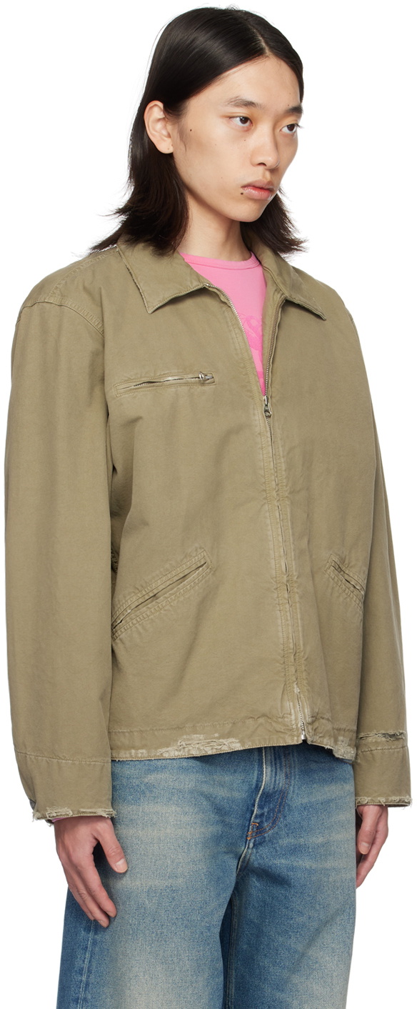 MM6 Maison Margiela Khaki Spread Collar Jacket MM6 Maison Margiela
