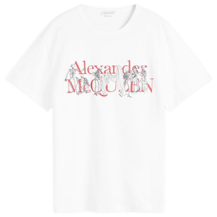 Photo: Alexander McQueen Men's Tailor Skeleton Logo T-Shirt in White/Red