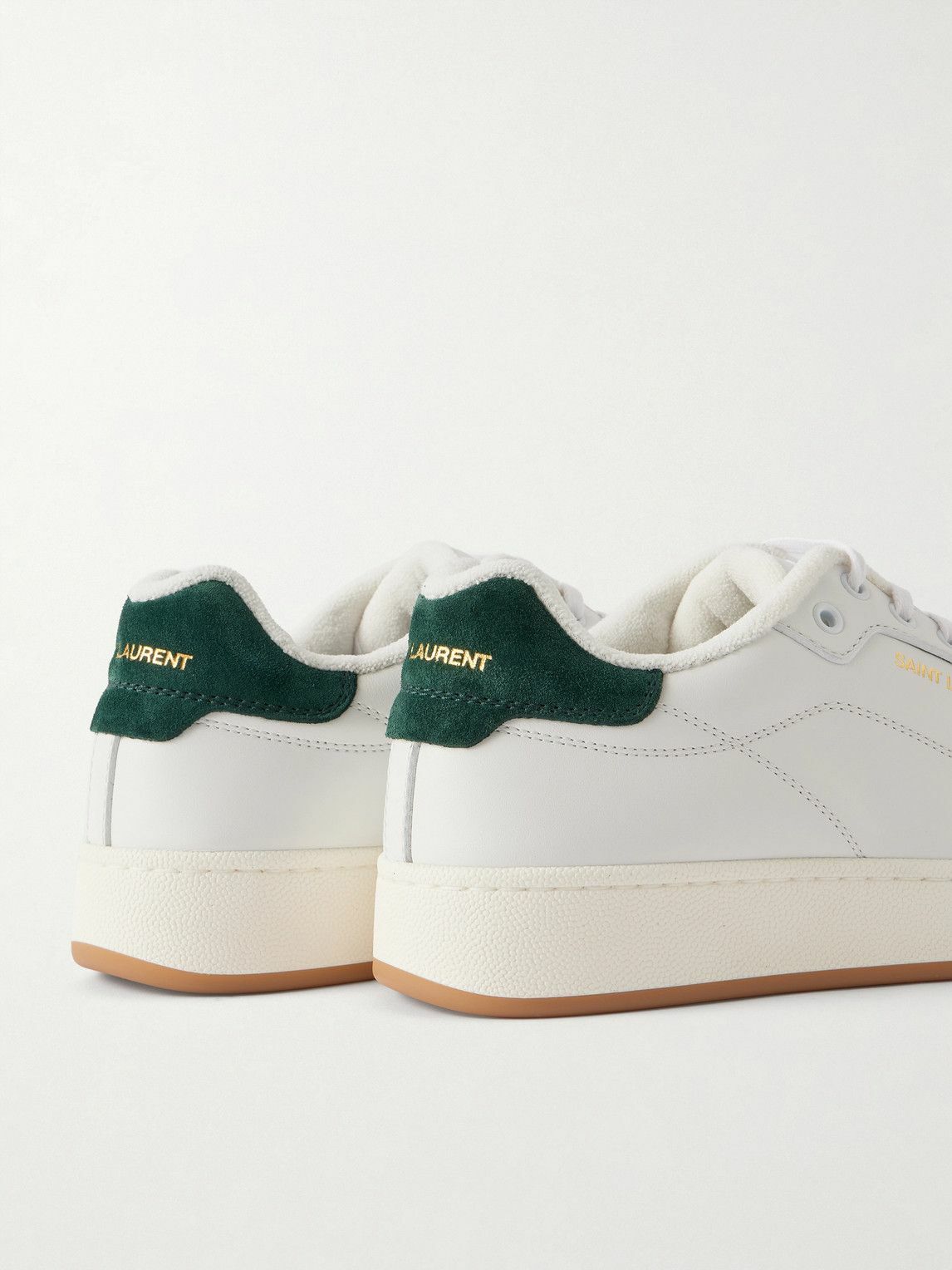 SAINT LAURENT - SL/61 Suede-Trimmed Leather Sneakers - White