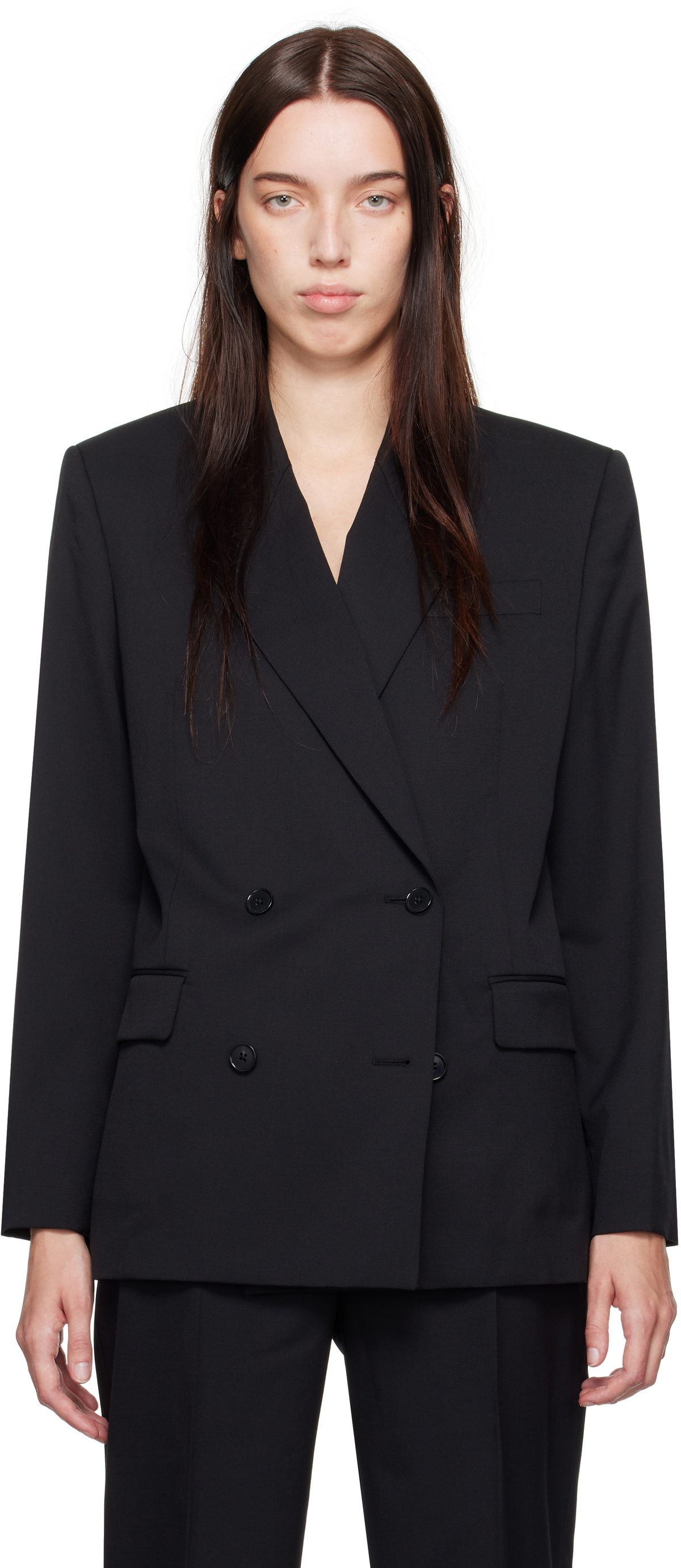 Calvin Klein Black Halo Wool Double Breasted Blazer