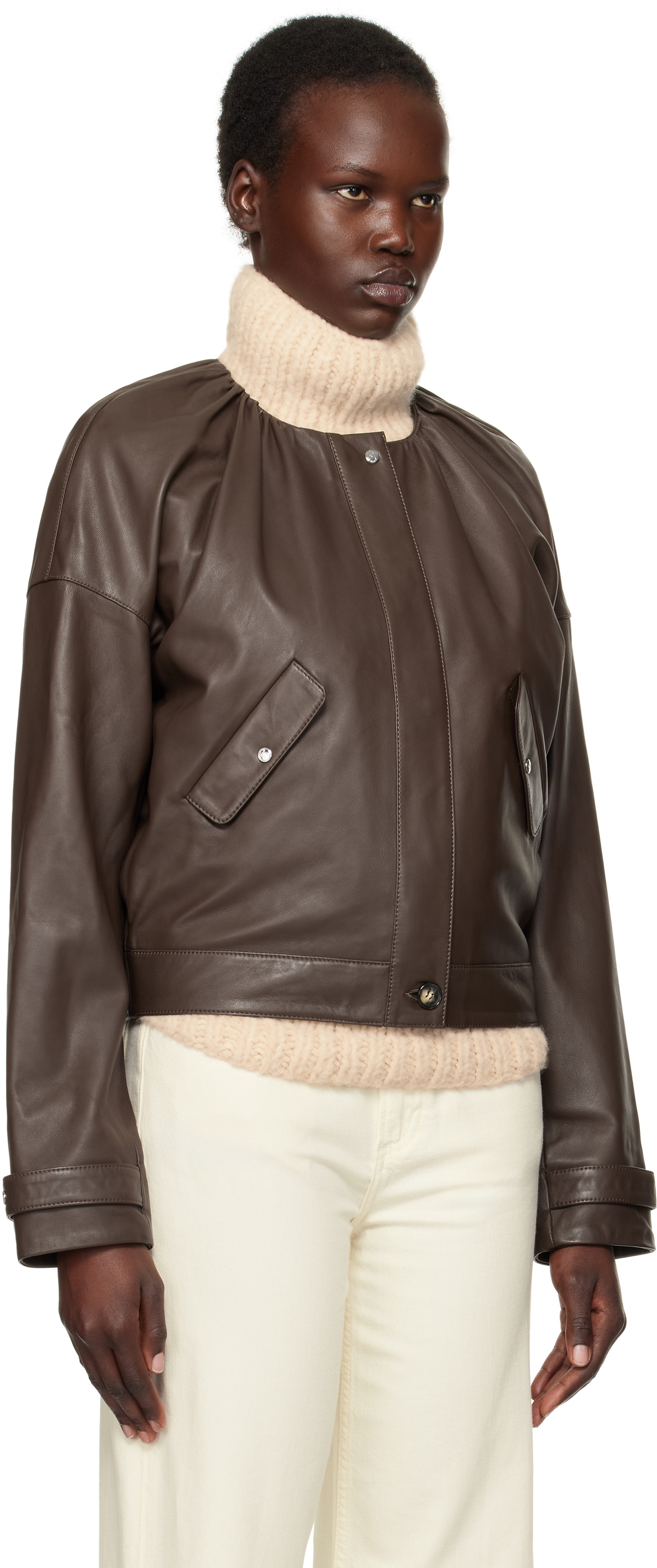 【関税込み】Saks Potts ブラウン Margreta レザージャケット Saks Potts Brown Margreta Leather Jacket Saks Potts