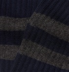 Norse Projects - Bjarki Striped Ribbed Cotton Socks - Blue