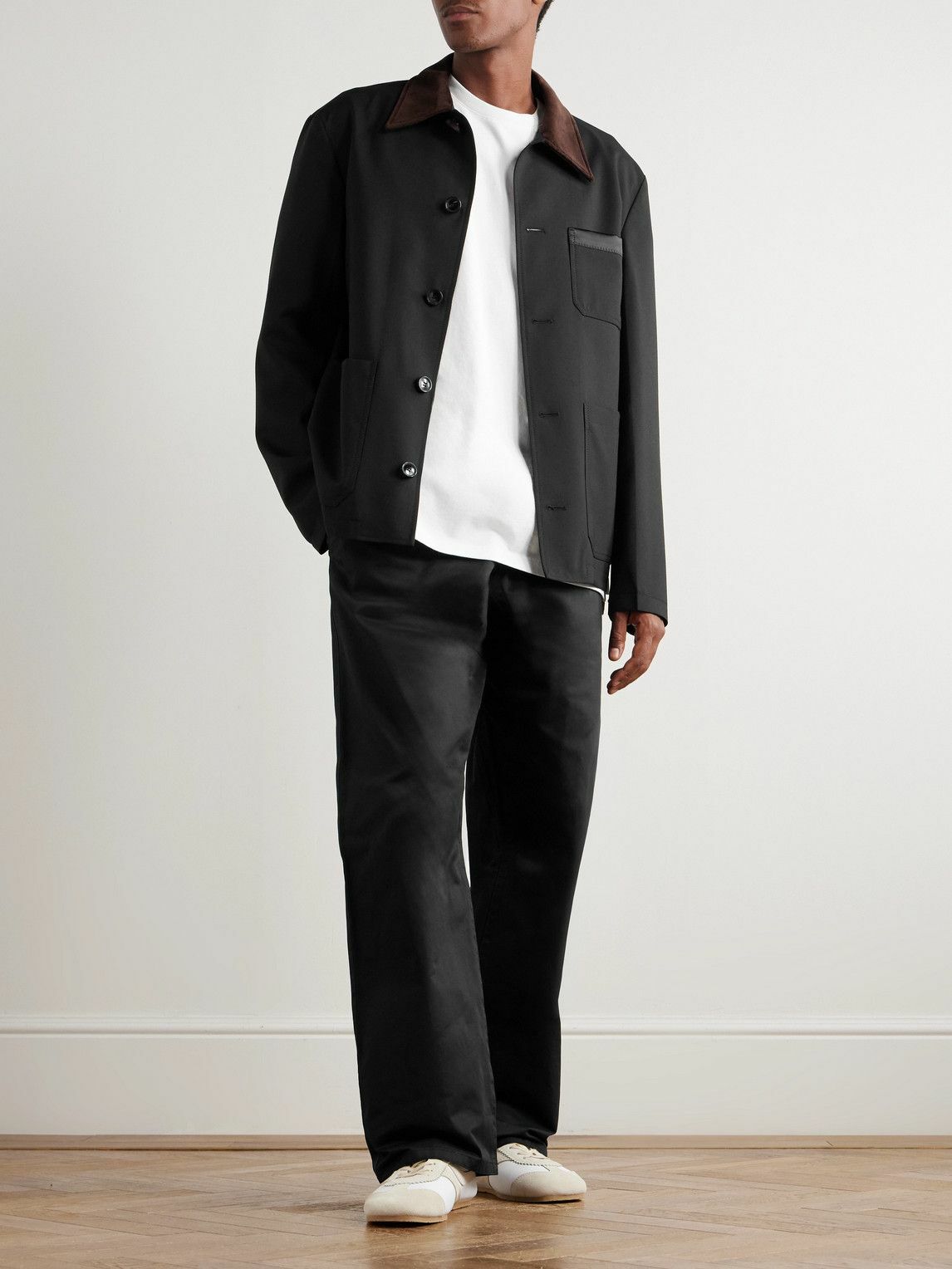 Marni - Cotton Velvet and Satin-Trimmed Grain de Poudre Wool Jacket - Black