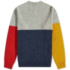 Country Of Origin Men's Supersoft Seamless Colour Block Crew Knit in Old Gold/Silver/Vintage Heather/Brandy