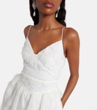 Self-Portrait Floral-appliqué organza minidress