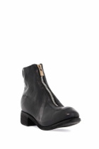 GUIDI unisex leather boots in black horse and calfskin with metal zip Black
