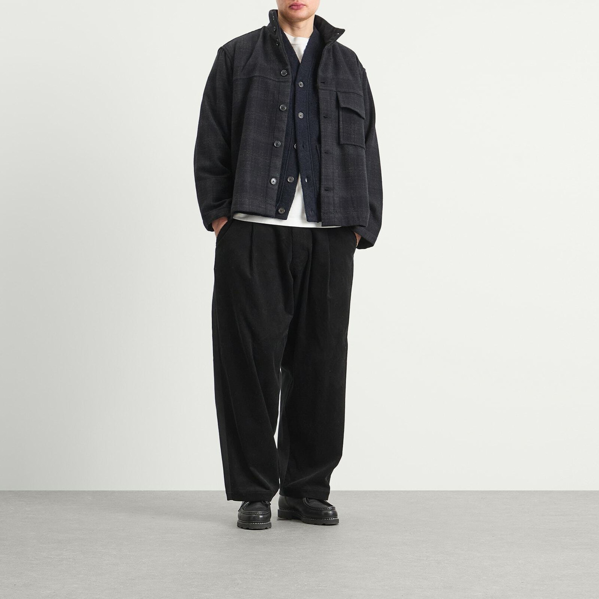 Universal Works Men's Presented by END. Wool Fleece Adv Cardigan in Navy