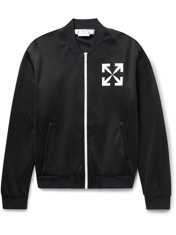 Photo: Off-White - Slim-Fit Logo-Print Jersey Track Jacket - Black