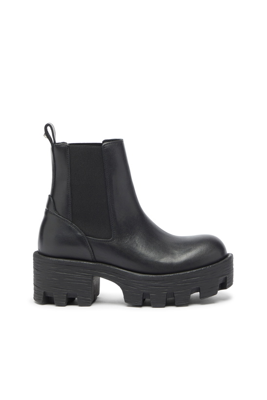 Photo: Diesel D-Hammer - Chelsea boots in leather with lug sole - Boots Womens in Black
