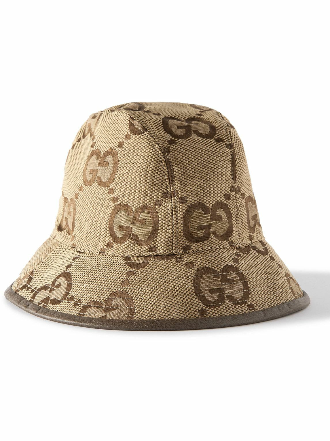 GUCCI - Leather-Trimmed Monogrammed Cotton-Blend Canvas 