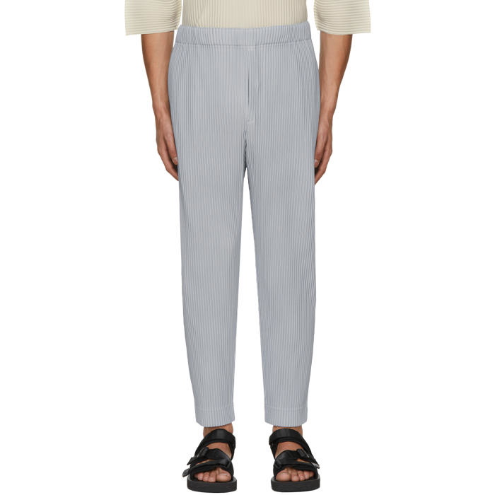 Photo: Homme Plissé Issey Miyake Grey Pleated Crop Trousers 