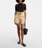 Balmain Belted cotton gabardine shorts