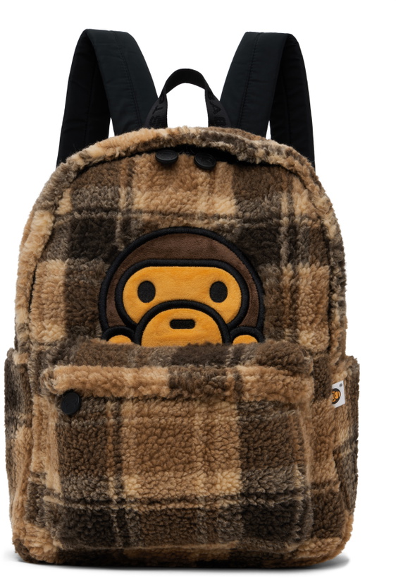 Photo: BAPE Brown Baby Milo Fur Check Backpack