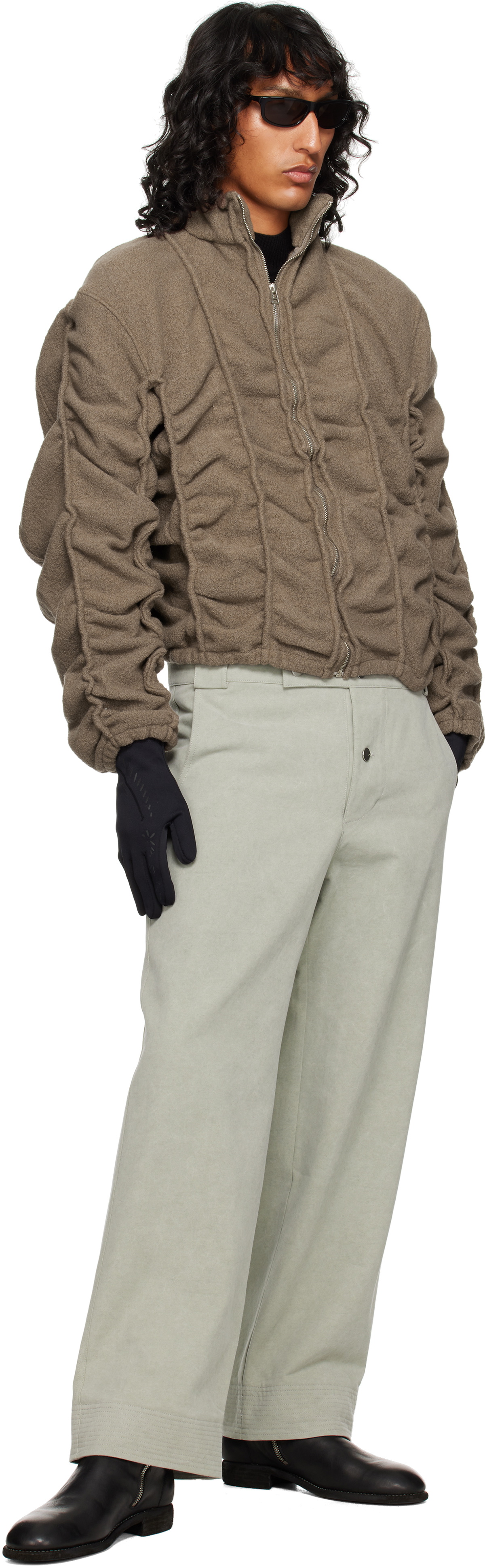 Tondolo Brown Felt Wool Jacket
